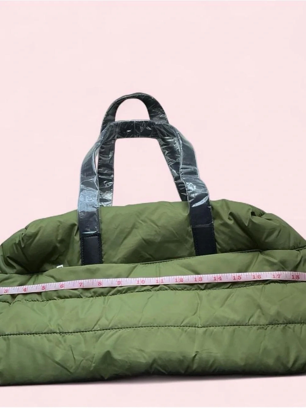 Avon Olive Green Quilted Tote with Black Handles